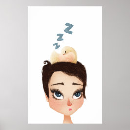 Póster Napping Birdie on a Pixie