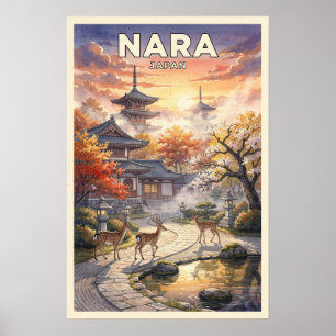 Póster Nara Japón Viaje Vintage