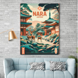 Póster Nara vintage, Japón - Afiche de viaje retro