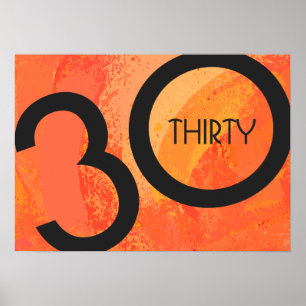 Póster Naranja 30 Década Cumpleaños