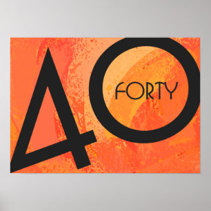 Póster Naranja 40 Década Cumpleaños