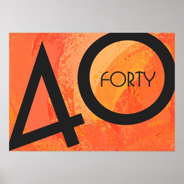Póster Naranja 40 Década Cumpleaños (Frente)