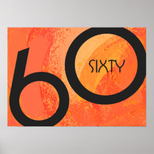 Póster Naranja 60 Década Cumpleaños