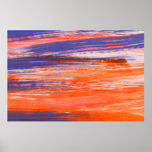 Póster Naranja abstracto y fondo azul del acuarela