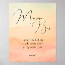 Póster Naranja acuarela Nube de sol Nube 9 Rótulo de bar 