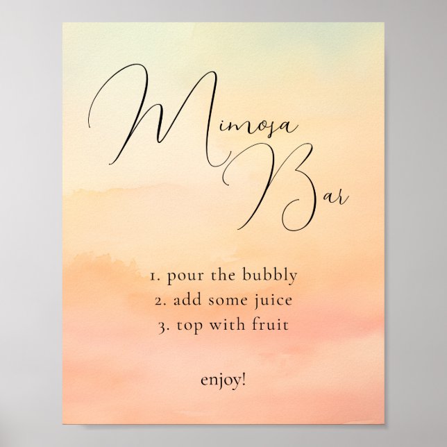 Póster Naranja acuarela Nube de sol Nube 9 Rótulo de bar  (Frente)