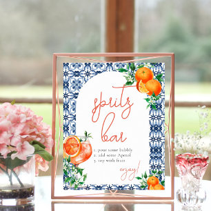 Póster Naranja acuático Aperol Spritz Bar Bridal Shower