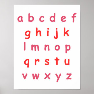 Póster Naranja Alphabet Letra minúscula sala de niños pro