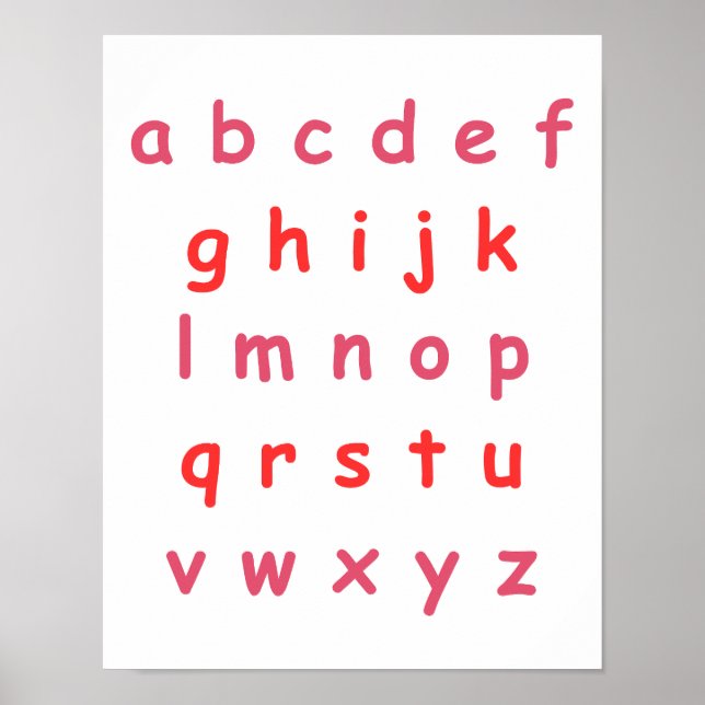 Póster Naranja Alphabet Letra minúscula sala de niños pro (Frente)