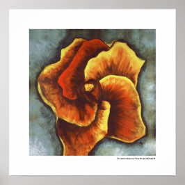 Póster Naranja amarillo surrealista moderno Hibiscus Gris
