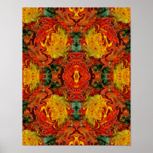 Póster Naranja Amarillo Verde Abstracto