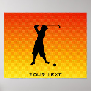 Póster Naranja amarillo Vintage Golfer