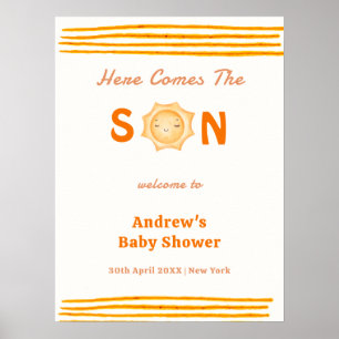 Póster Naranja Aquí Viene El Hijo Bienvenida a la Fiesta