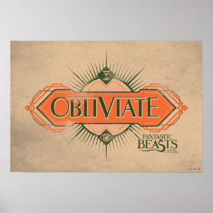 Póster Naranja Art Deco Obliviate Spell Graphic