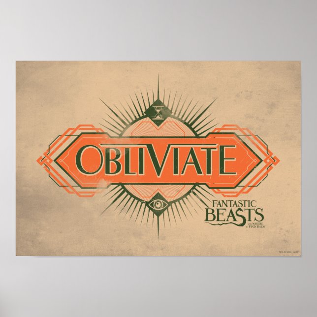 Póster Naranja Art Deco Obliviate Spell Graphic (Frente)