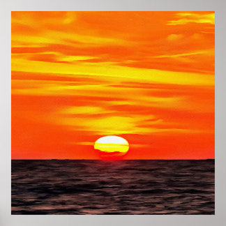 Póster Naranja artístico Aegean Sunset Akyaka