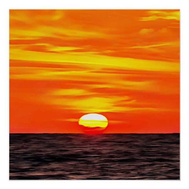 Póster Naranja artístico Aegean Sunset Akyaka (Anverso)