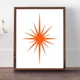 Póster Naranja Atómico Starburst A Mediados Del Siglo Mod