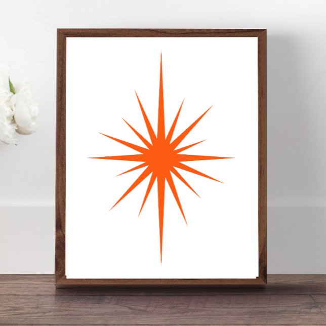 Póster Naranja Atómico Starburst A Mediados Del Siglo Mod (Subido por el creador)