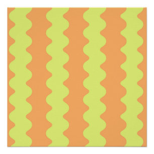 Póster Naranja audaz Lime Wavy Stripe Moderno Wall Art