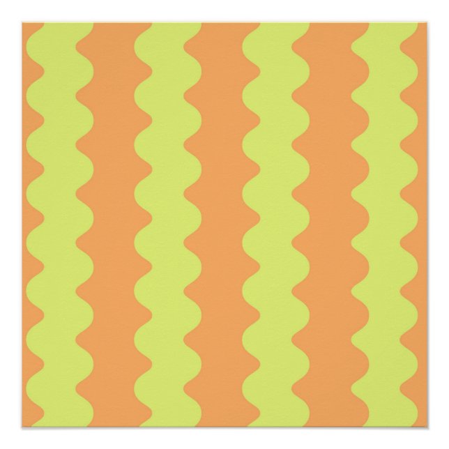 Póster Naranja audaz Lime Wavy Stripe Moderno Wall Art (Anverso)