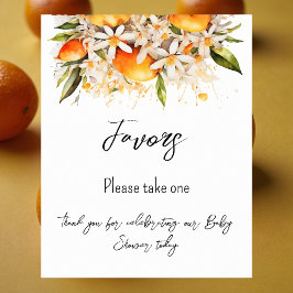 Póster Naranja Baby Shower Citrus Favors