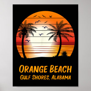 Póster Naranja Beach Gulf Shores Alabama Vintage Sunset R