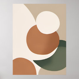 Póster Naranja beige Green Minimact Boho AI Art