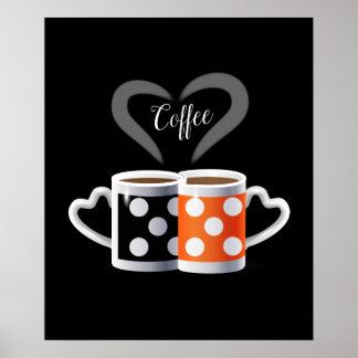 Póster Naranja + Black Coffee Color polka dot Trendy