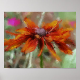 Póster Naranja Black Eyed Susan Flower Art