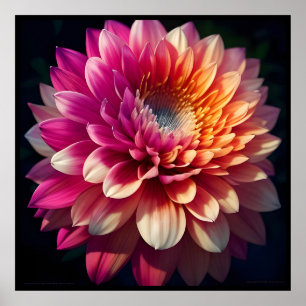 Póster Naranja blanco amarillo rosa morado azul dahlia fl