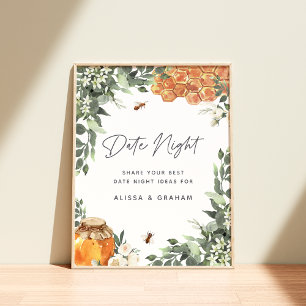 Póster Naranja Blossom Bee Bridal Shower Fecha Jar Rótulo