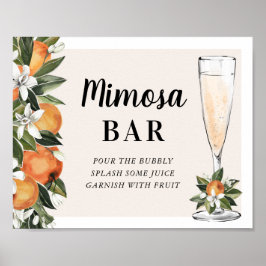 Póster Naranja Blossom Mimosa Bar Shower Rótulo