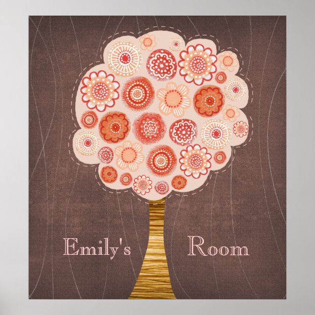 Póster Naranja Blossom Tree Baby Girl Room Wall Poster (Frente)