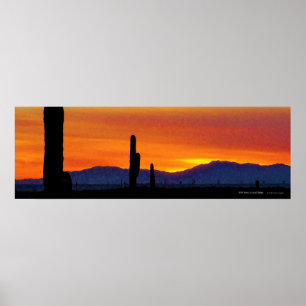 Póster Naranja brillante desierto Arizona Sunset Saguaro 