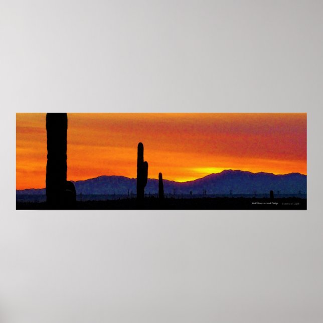 Póster Naranja brillante desierto Arizona Sunset Saguaro  (Frente)