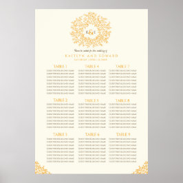 Póster Naranja caída hojas círculo boda carta de asientos