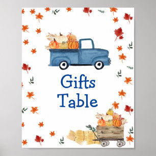 Póster Naranja Calabaza Azul Camión Vintage Regalos Mesa 