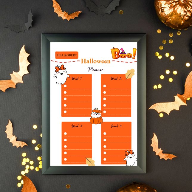 Póster Naranja calabaza blanca Colorful Halloween Planner (Subido por el creador)