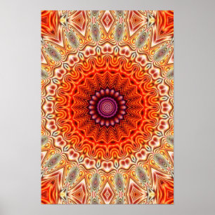 Póster Naranja caleidoscópico de la flor y diseño del