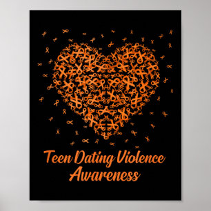 Póster Naranja Cinta del Corazón Adolescente con Concienc