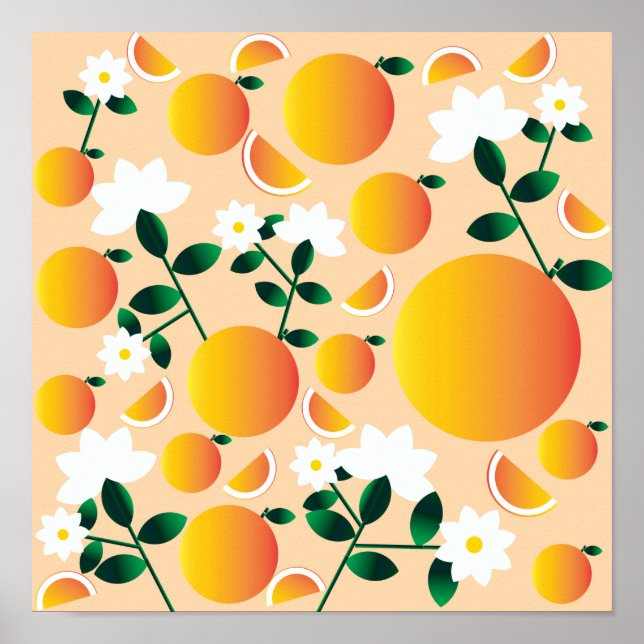Póster Naranja cítrico floral (Frente)