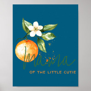 Póster Naranja Cítrico Pequeño Cielo Cumpleaños de Bebé M