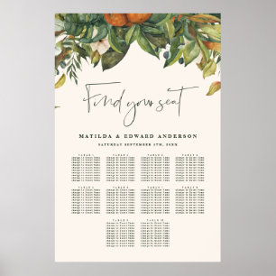 Póster Naranja citrus botanica boda floral plan de asient