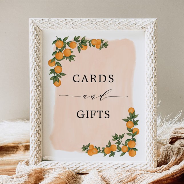 Póster Naranja Citrus Greenery Cutie Cards & Gifts Rótulo (Subido por el creador)