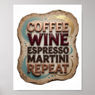 Póster Naranja Clásico MARTINI DE CAFÉ CON VINO ESPRESSO 