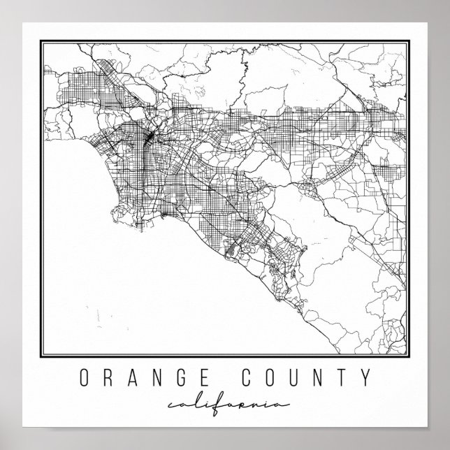 Póster Naranja County California Street Map (Frente)