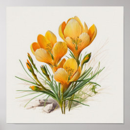 Póster Naranja Crocus Flowers Art Print Poster