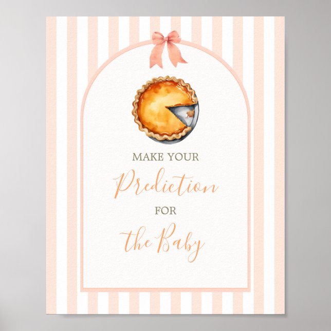 Póster Naranja Cutie Pie Gingham Predicción para el bebé (Frente)