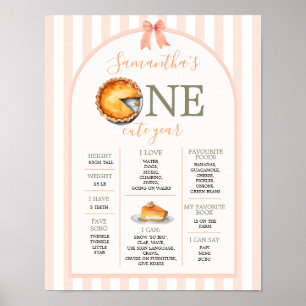 Póster Naranja Cutie Pie Gingham Primer Año Rótulo de hec